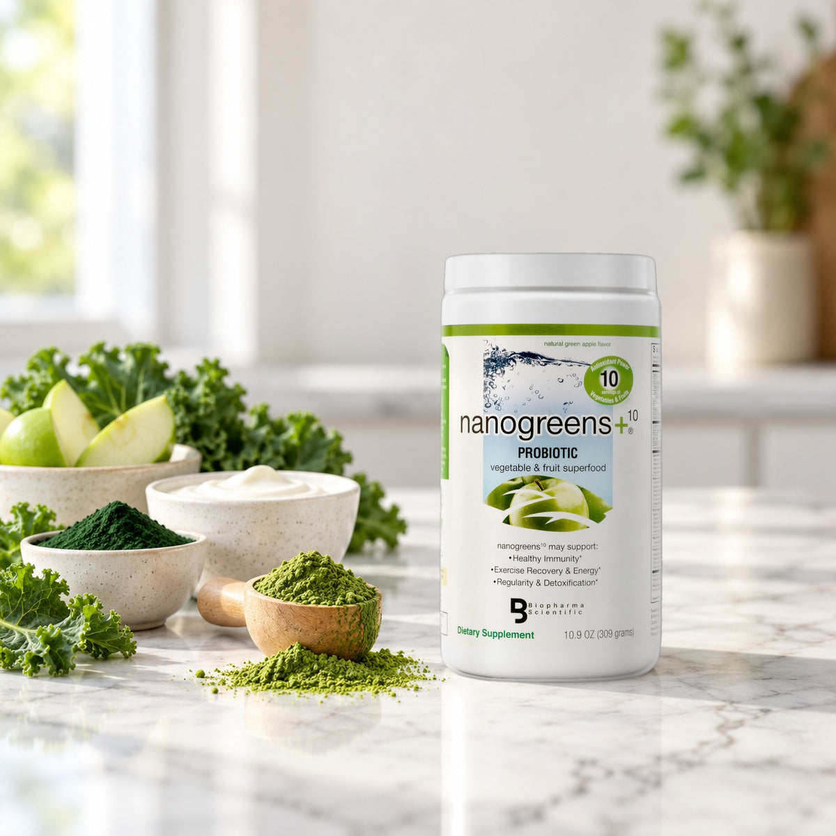nanogreens+ probiotic: green apple