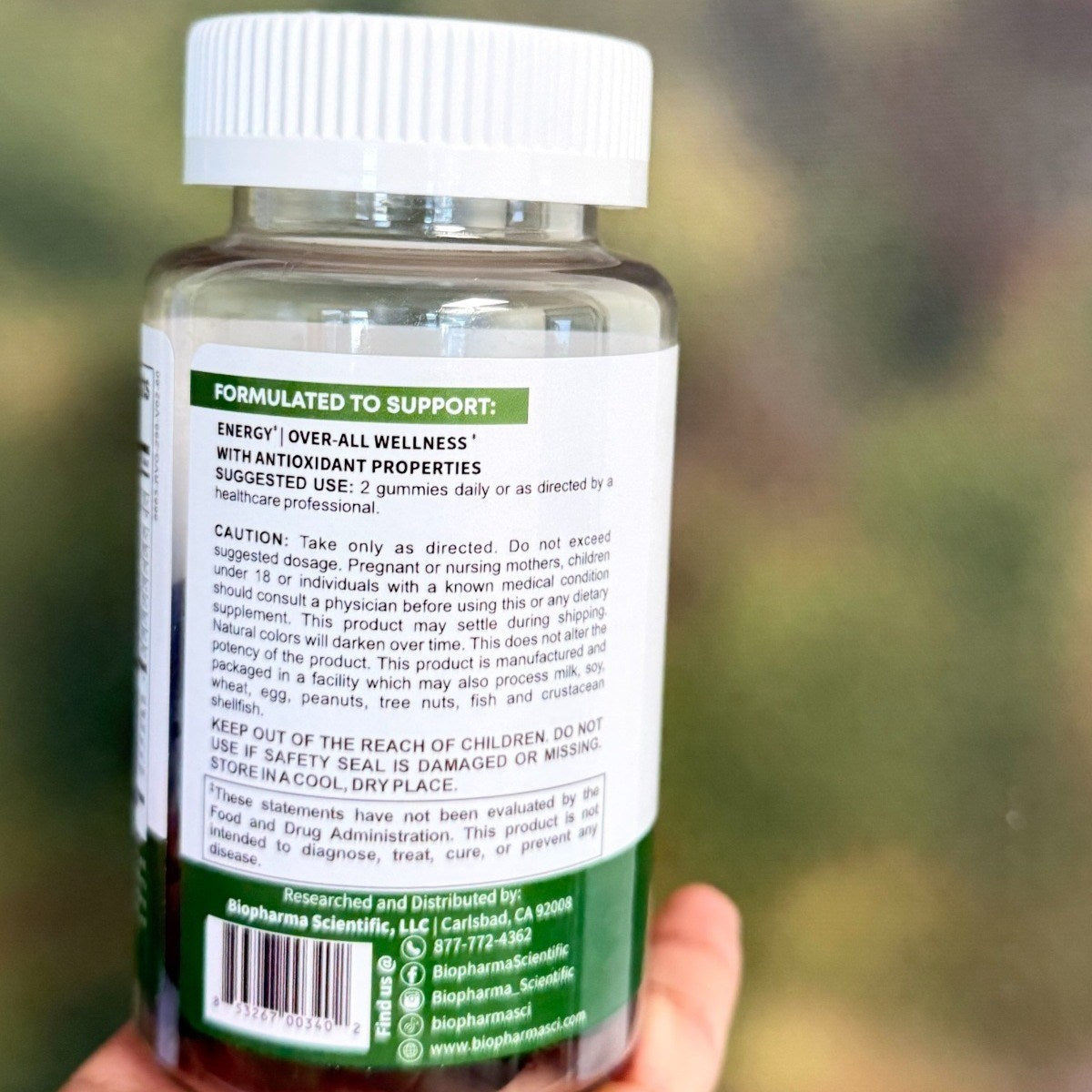 NanoGreens Gummies back label with suggested use