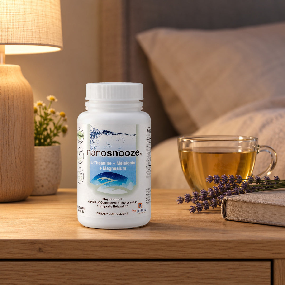 NanoSnooze bottle in a fresh morning still life
